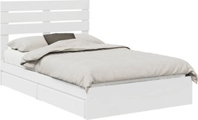 vidaXL Pat cu storage cu headboard Alb 120 x 190 cm Lemn compozit
