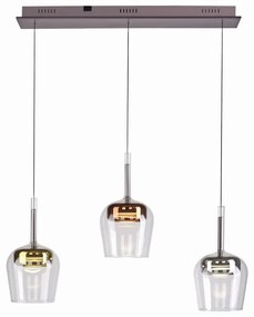Lustra LED Smart cu Telecomanda, CCT, 3 pendule, Sticla, Multicolor, Q-KON