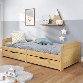353318 vidaXL Pat de zi cu 2 sertare "IRUN", 90x200 cm, lemn masiv de pin