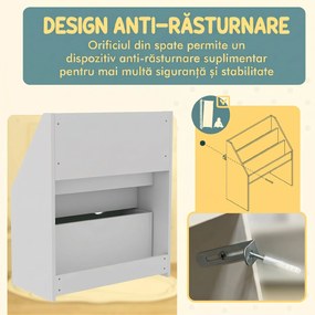 AIYAPLAY Bibliotecă pentru Copii cu Rafturi, Sertar, pentru Dormitor, Cameră de Joacă, Alb și Verde | Aosom Romania