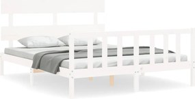 vidaXL Cadru de pat fără saltea, alb, 160x200 cm, lemn masiv pin