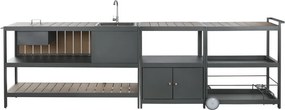 Set bucătărie de exterior din aluminiu și lemn compozit, 236 x 50 x 91 cm, „Isla Outdoor Kitchen Set"