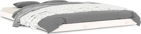 vidaXL Cadru de pat dublu, alb, 135x190 cm, lemn masiv de pin