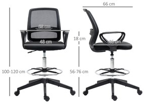 Vinsetto Scaun de birou șezut înalt reglabil taburet birou pivotant 360° plasă respirabilă | Aosom Romania