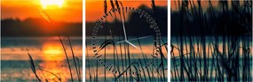 Tablou - Apus de soare la lac (cu ceas) (90x30 cm)