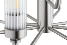 Candelabru 12 brate, otel nickel, sticla canelata PRESTON 5088