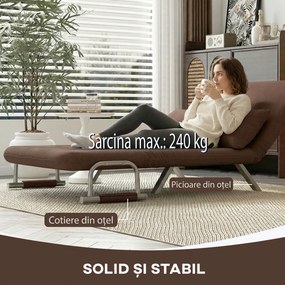 HOMCOM Canapea Extensibilă 2 Locuri din Piele Întoarsă Sintetică cu Spătar Reglabil și 2 Perne, Maro Închis | Aosom Romania