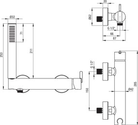 SILIA - Baterie pentru Duș cu Set de Duș, Bronz Periat (BQS_C41M)