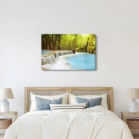 Tablou cu cascada Huai Mae Kamin în pădure (90x60 cm)