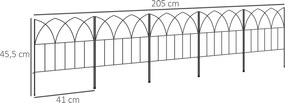 Outsunny Lot de 5 panouri de gard de grădină decorative din metal, bordură de grădină, pat de flori - dim. 205 x 45,5 cm | Aosom Romania