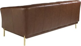 Canapea 2 locuri din piele naturala capitonata Cowhide leather brown