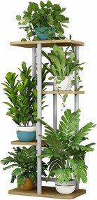 Etajera LEDOR TIP 1, alb/stejar sonoma, DTD/metal, 36x24x74 cm