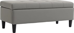 HOMCOM Bancă cu depozitare 136 L, 110x41x42 cm, piele ecologică potrivită pentru animale de companie, gri | Aosom Romania