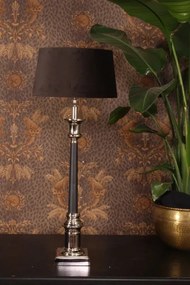 Bază pentru lampă de masă din aluminiu, argintiu și negru, cu coloană înaltă și bază pătrată, finisaj nichelat, 75 x 14 cm, „Orangerie”