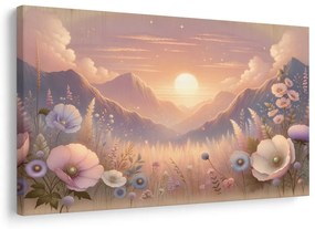 Tablou apus romantic cu pajiște