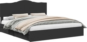vidaXL Pat cu storage cu headboard Negru 200 x 200 cm Lemn compozit