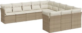 vidaXL Set canapele de grădină cu perne, 11 piese, bej, poliratan