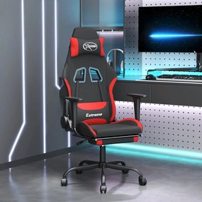 345489 vidaXL Scaun de gaming cu masaj/suport picioare, negru și roșu, textil