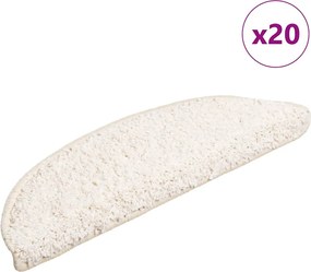 vidaXL Covorașe pentru scări, 20 buc., 56x17x3 cm, semirotunde, albe