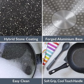 Cratita cu capac Royalty Line FSN18, 18 cm, 1,8 L, Finisaj granit, Inductie, Negru