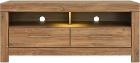Comoda TV GENT, stejar, PAL, cu iluminare LED, 139x54x60 cm