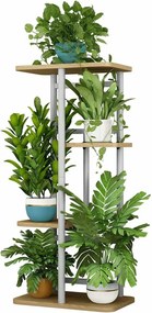 Etajera LEDOR TIP 1, alb/stejar sonoma, DTD/metal, 36x24x74 cm