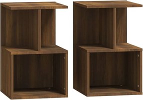vidaXL Noptiere, 2 buc., stejar maro, 35x35x55 cm, lemn prelucrat