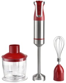 Blender cu tocator si tel Royalty Line RL-ESMS800, 800W, 0.6L, 2 viteze, Atasament metalic, Rosu