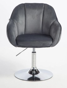 HR2055N Scaun Grafit din Catifea cu Bază Cromata