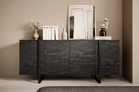 Comodă Verica 200 cm - cărbune / picioare negre