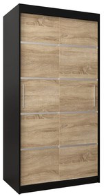 Dulap de haine 100 cm Verika 1 100 (negru + stejar sonoma). 1063679