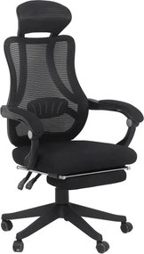 Scaun ergonomic negru OFF927 – Rabatabil, Suport Picioare, Mesh Respirabil