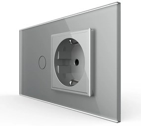 Intrerupator Simplu + Priza LIVOLO cu Rama Din Sticla, Standard Italian, 4M