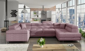 Canapea modulara, extensibila, cu spatiu pentru depozitare, 340x90x202 cm, Letto R02, Eltap (Culoare: Verde deschis / Gri)