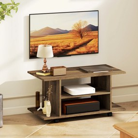 HOMCOM Suport TV Modern cu Rafturi, Roți Pivotante și Frâne, 80x40x40 cm, Nuc | Aosom Romania