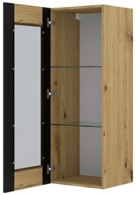 Vitrină de perete Montana (Stejar artisan + negru mat). 1085841