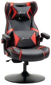 Scaun de gaming Vinsetto, scaun de gaming, difuzoare integrate, spătar inclinabil, negru+roșu, 69 x 73 x 118cm | Aosom Romania