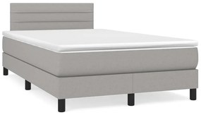 vidaXL Pat cu arcuri, saltea și LED, gri deschis, 120x190 cm, textil