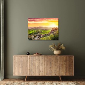 Tablou pe sticlă cu valea Hampi în India (70x50 cm)