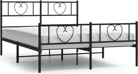 vidaXL Cadru pat metalic cu tăblie de cap/picioare, negru, 150x200 cm