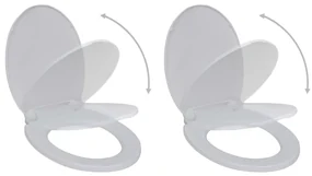 vidaXL Capace WC cu închidere silențioasă, 2 buc., alb, plastic