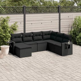 3252832 vidaXL Set canapele de grădină cu perne, 7 piese, negru, poliratan