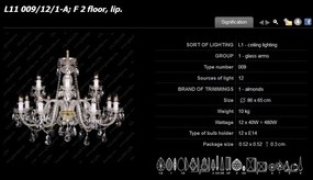Lustra cu 12 brate cristal Bohemia, L11 009/12/1-A; F 2 floor, lip.