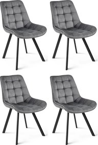 Scaun de masa SORIA VELVET cu picioare negre, gri inchis
