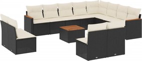 vidaXL Set mobilier de grădină cu perne, 13 piese, negru, poliratan