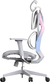 RESIGILAT- Scaun ergonomic SIHOO X5C-207, cotiere 3D, suport lombar reglabil, tetiera 3D, mecanism multifunctional inclinare/blocare, pivotant, Mesh, Gri/Roz