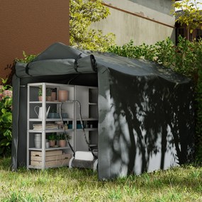 Outsunny Pavilion Cort pentru Mașină cu Intrare Rulabilă, Corzi și Țăruși, 220x157x165 cm, Gri Închis | Aosom Romania