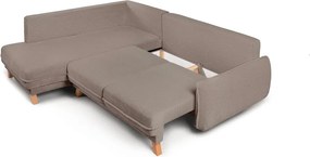 Colțar taupe extensibil/cu spațiu de depozitare cu tapițerie din catifea reiată (cu colț pe partea dreaptă/în formă de ”L”) Tori – Bonami Selection