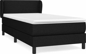 vidaXL Pat box spring cu saltea, negru, 90x190 cm, textil