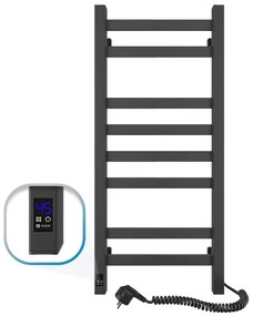 Radiator de baie tip scară cu termostat AVANGARD 251W/230V 80,6cm IP44, negru, racordare pe partea dreaptă